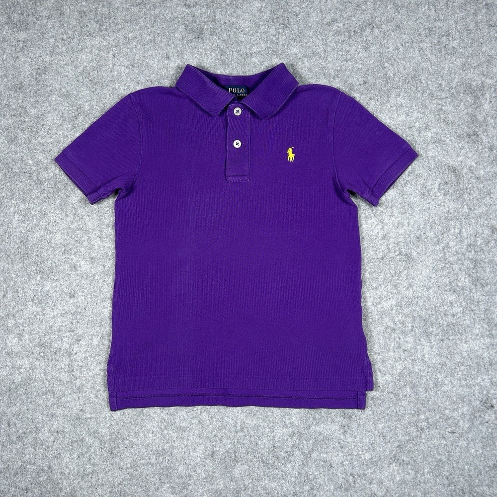 Polo Ralph Lauren Polo Shirt Boys Size 5 Purple Embroidered Pony Collared Preppy